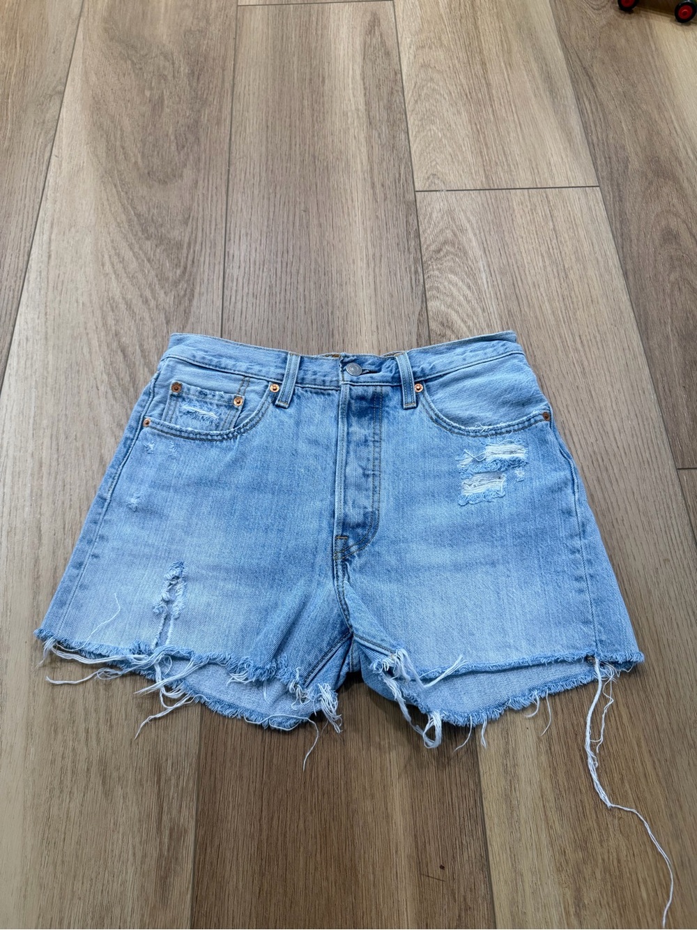Levi’s Light Blue Distressed Women’s Denim Shorts